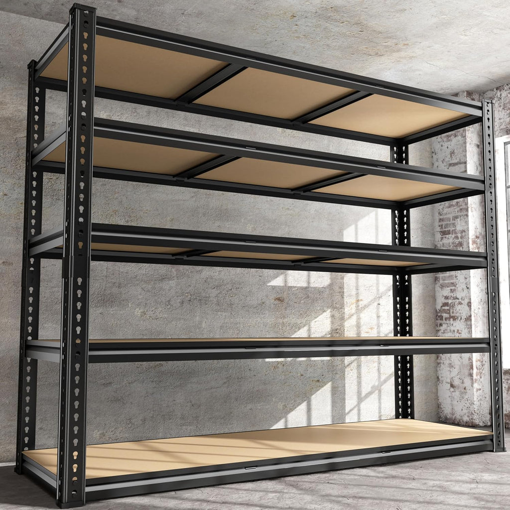 ROOMFAVE Garage Shelving Heavy Duty, 5 Tier,72" H x 35.56" W x 16" D Black