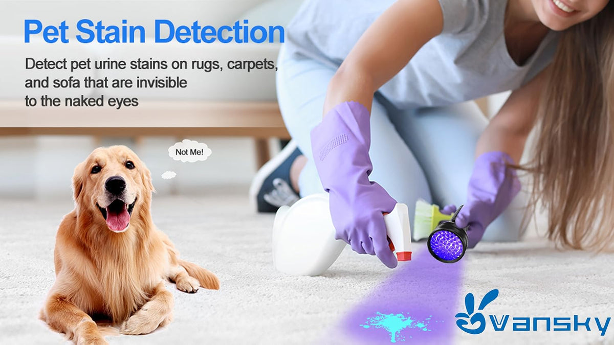 Vansky UV Flashlight Black Light, 51 LED Blacklight Pet Urine Detector for Dog/Cat Urine, Dry Stains, Bed Bug, Resin Curing, Scorpions Finder