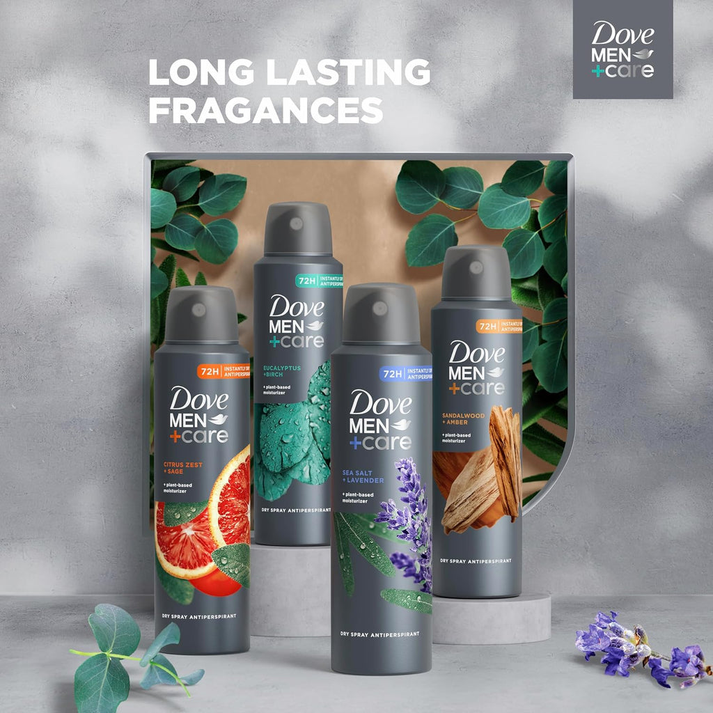 DOVE MEN + CARE Dry Spray Antiperspirant Coastal Cedar 3.8 oz 4 Count