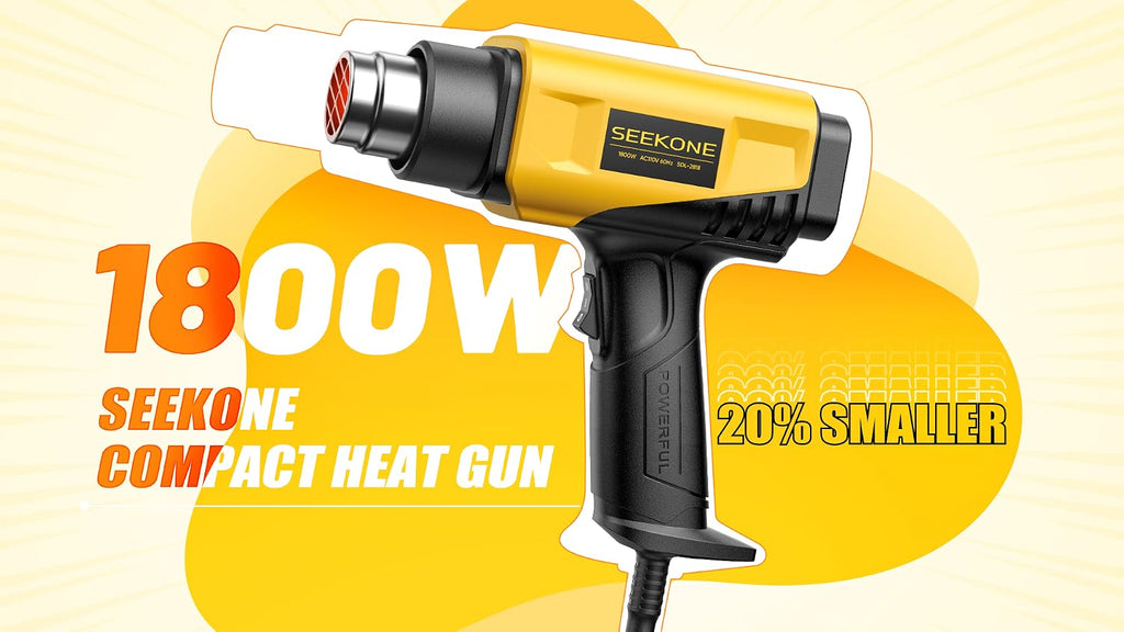 SEEKONE 1800W Compact Heat Gun 122℉-1202℉ Variable Temp for Crafting