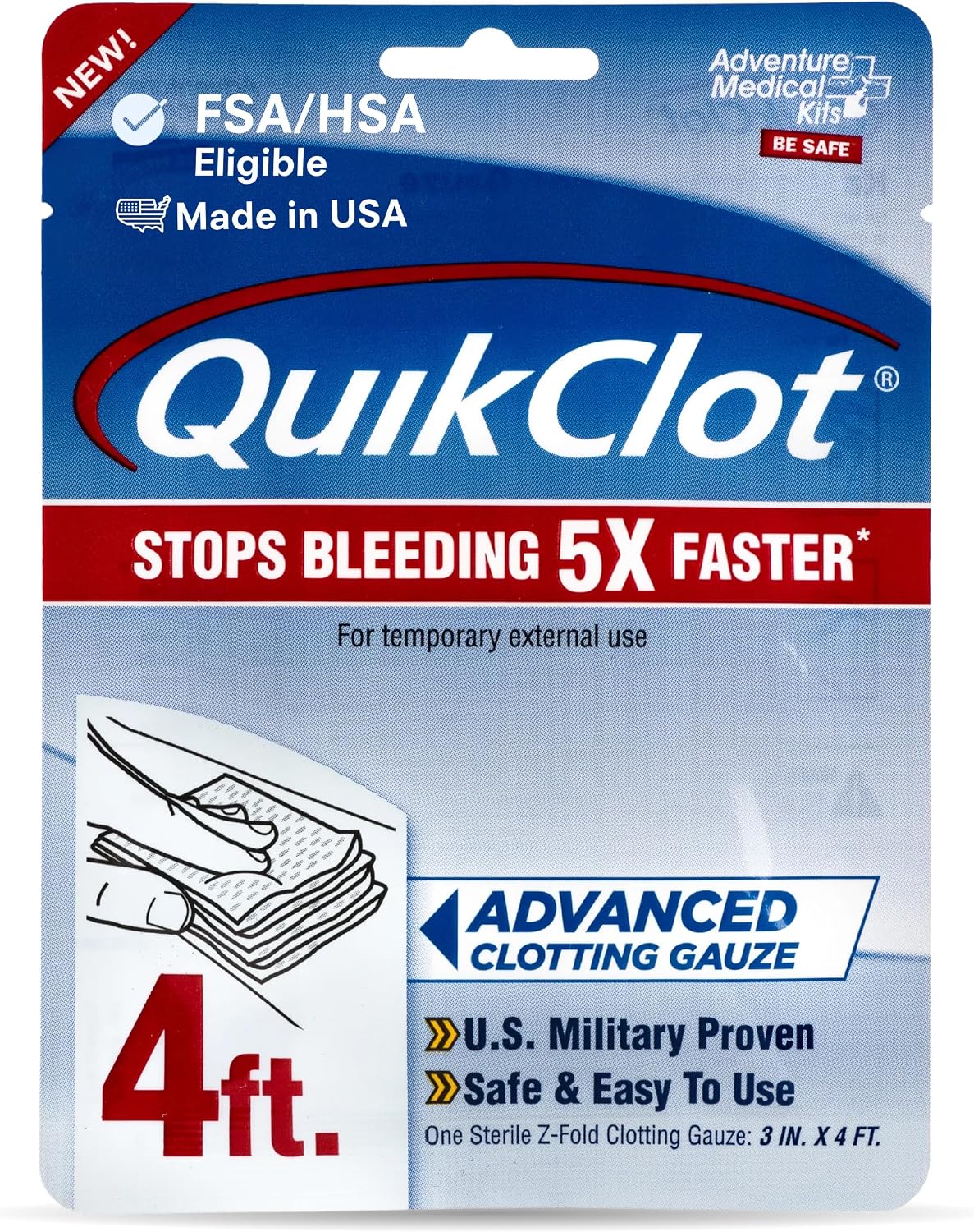 QuikClot Kaolin Clotting Gauze, 2'