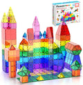 PicassoTiles 60 Piece Magnetic Tiles Clear 3D Building Blocks STEM Ages 3+