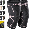 CAMBIVO 2 Pack Knee Braces for Women & Men, Knee Compression Sleeves for Knee Pain Relief, Knee Support with Non-Slip Silicone, Breathable, for Running, Workout, Weightlifting & Daily Use, Arthritis Support (Black, Medium)