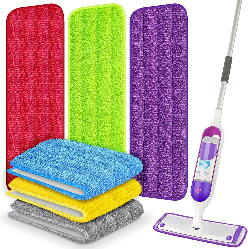 Reusable Mop Pads Compatible with Swiffer PowerMop, Microfiber Pads Refills for 13''-15'' Spray Mop, Wood Floor Replacement Refill Machine Washable for Multi-Surface Floor Cleaning, 6 Pack