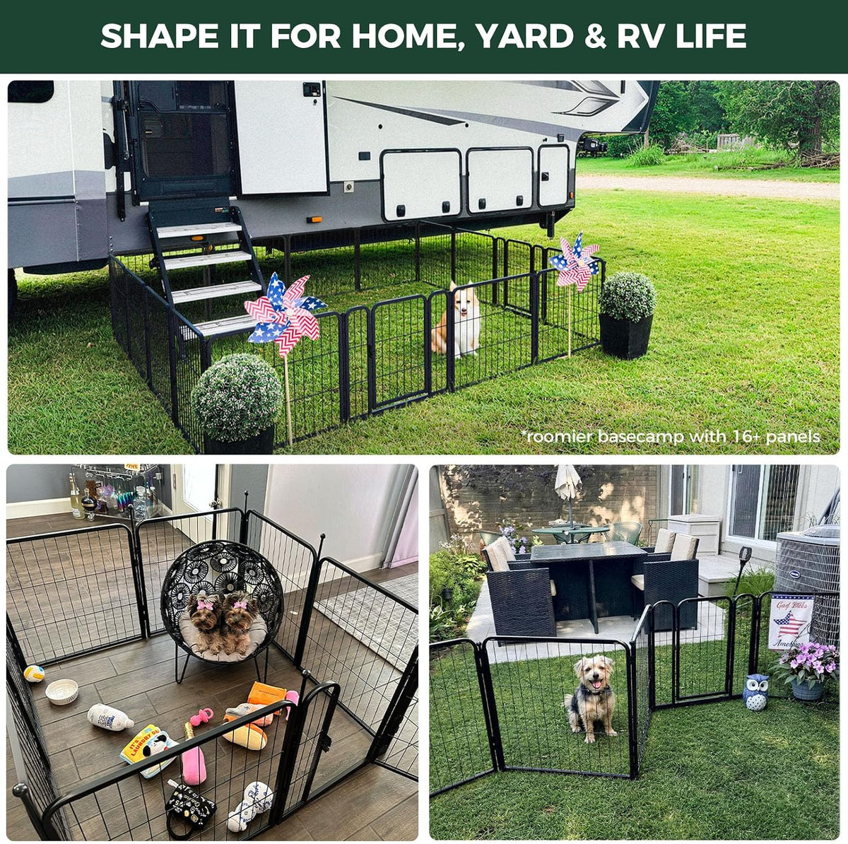 FXW Rollick Dog Playpen, Indoor, Yard & RV Camping, 24" H, 8 Panels