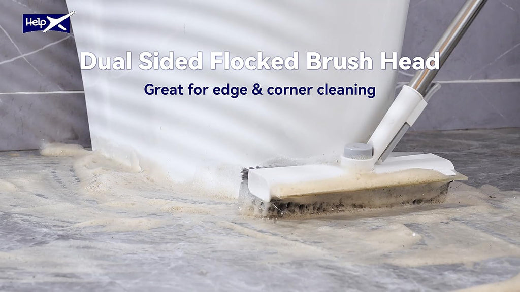 3 in 1 Floor Scrub Brush with Long Handle, Multi-Angle Swivel Head