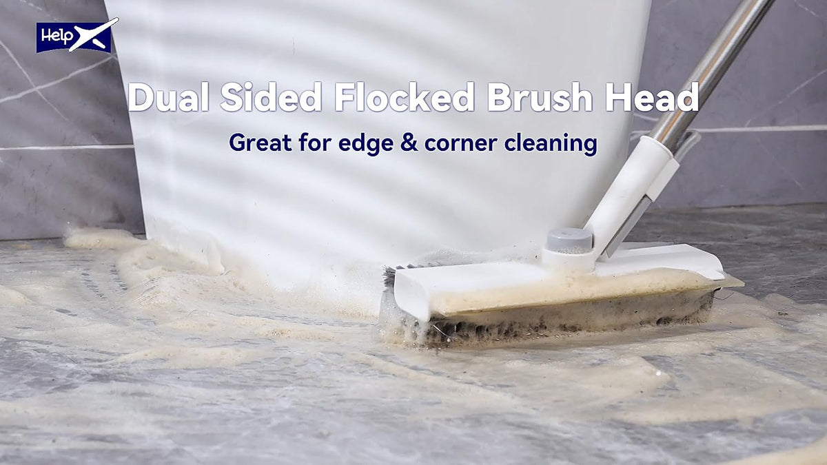 3 in 1 Floor Scrub Brush with Long Handle, Multi-Angle Swivel Head