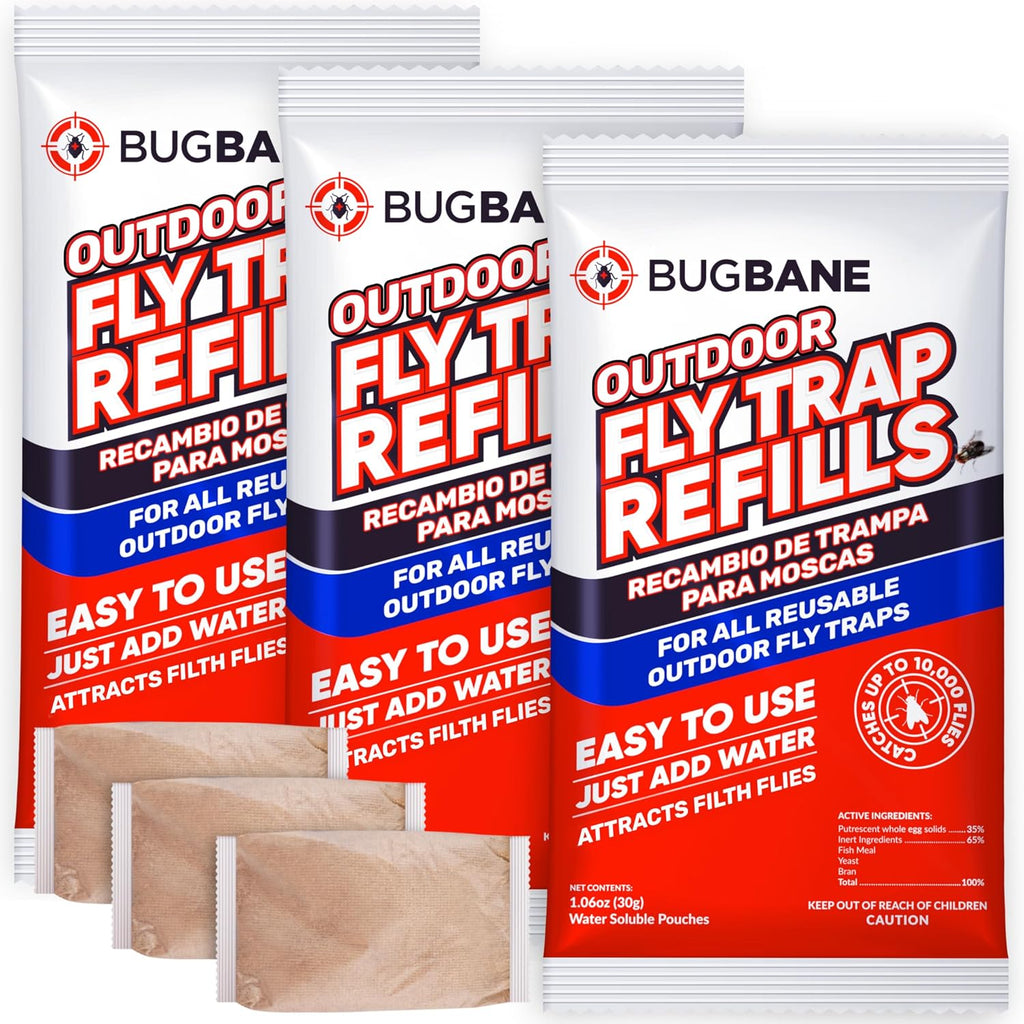 Fly Bait Fly Trap Refill Packets 6x1oz. Non Toxic Dissolvable Granules Work with All Reusable Flies Traps Outdoors Attractant. Flies Trap Bait Magnet Ranch Flytrap Outdoors. Cebo para Moscas
