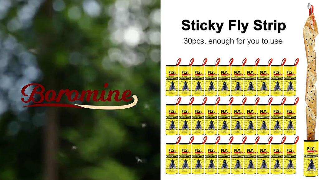 30 Rolls Fly Strips Traps for Home, Sticky Strips, Fly Paper Tape Catcher Ribbon for Gnat Fungus Fruit Flies