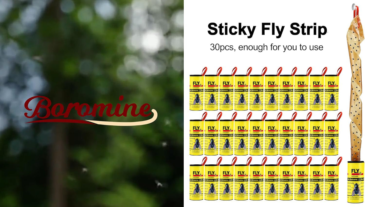 30 Rolls Fly Strips Traps for Home, Sticky Strips, Fly Paper Tape Catcher Ribbon for Gnat Fungus Fruit Flies