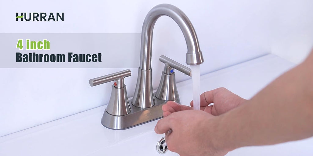 Matte Black Bathroom Faucet, Hurran 4 inch Centerset 2-Handle Lead-Free
