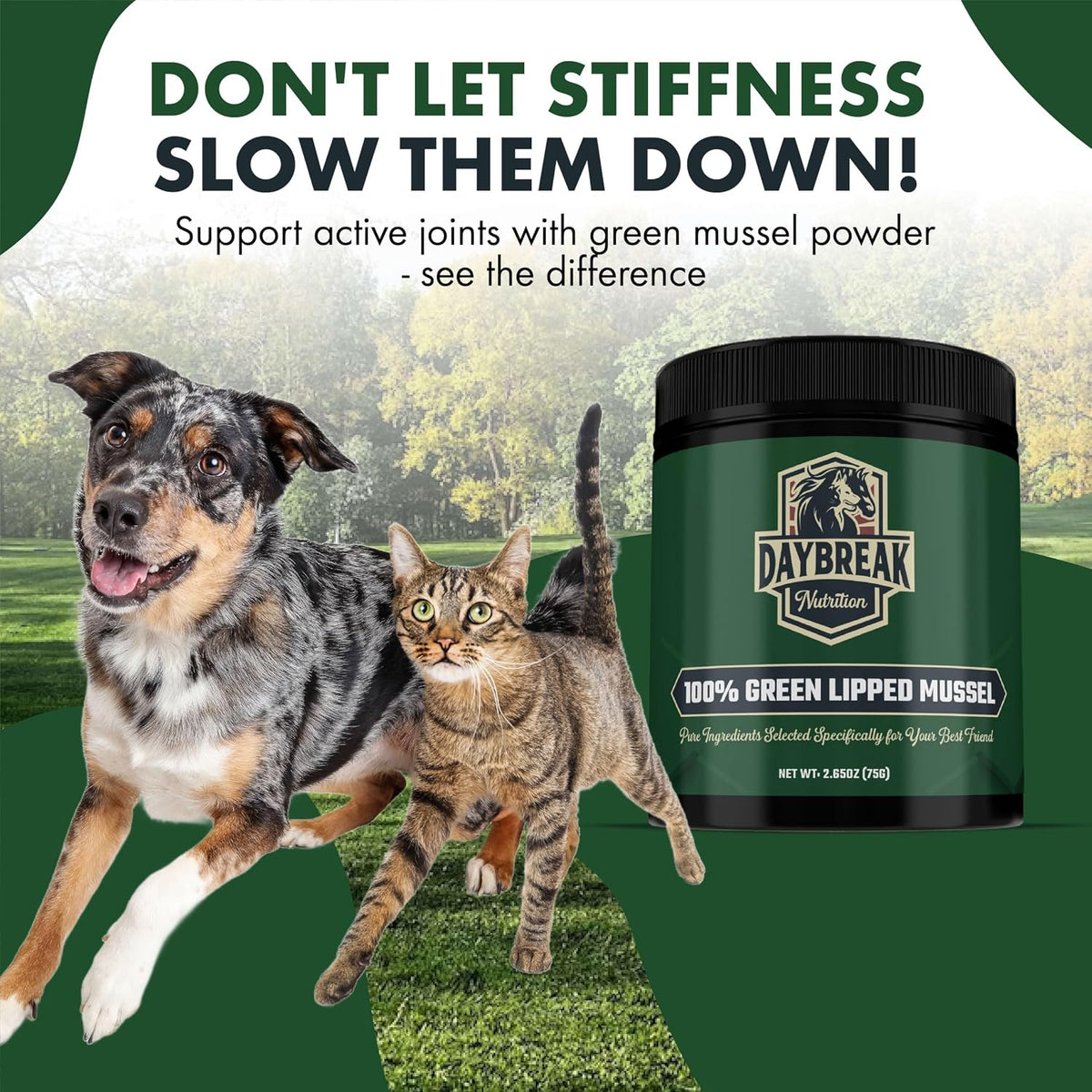 Pure Green Lipped Mussel Powder for Dogs and Cats, 75 Grams