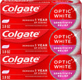 Colgate Optic White Sensitivity Relief Whitening Toothpaste, 3 Pack, 3.8oz