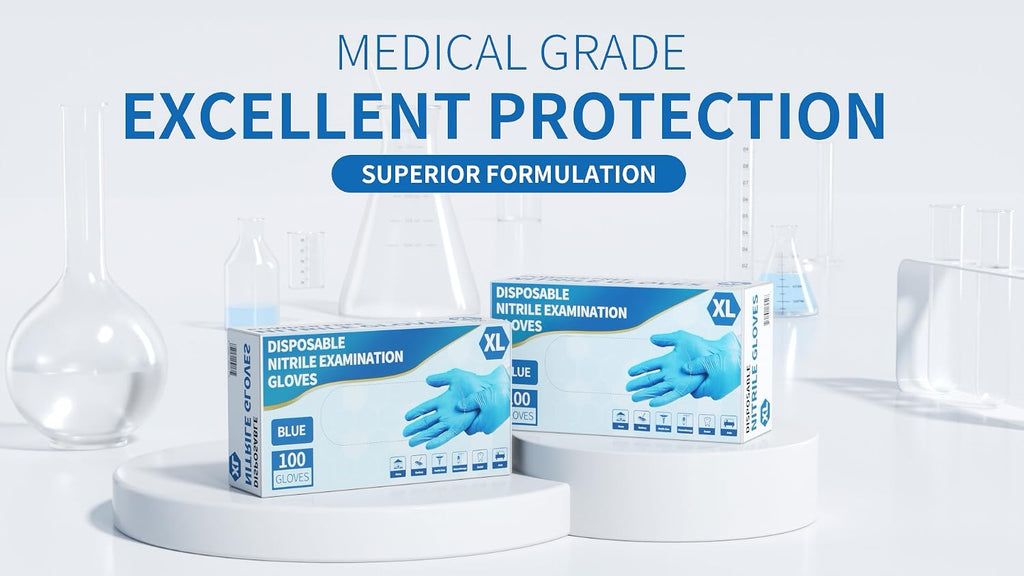 Medguy Medical Blue Nitrile Disposable Exam Gloves 4Mil Latex & Powder-Free