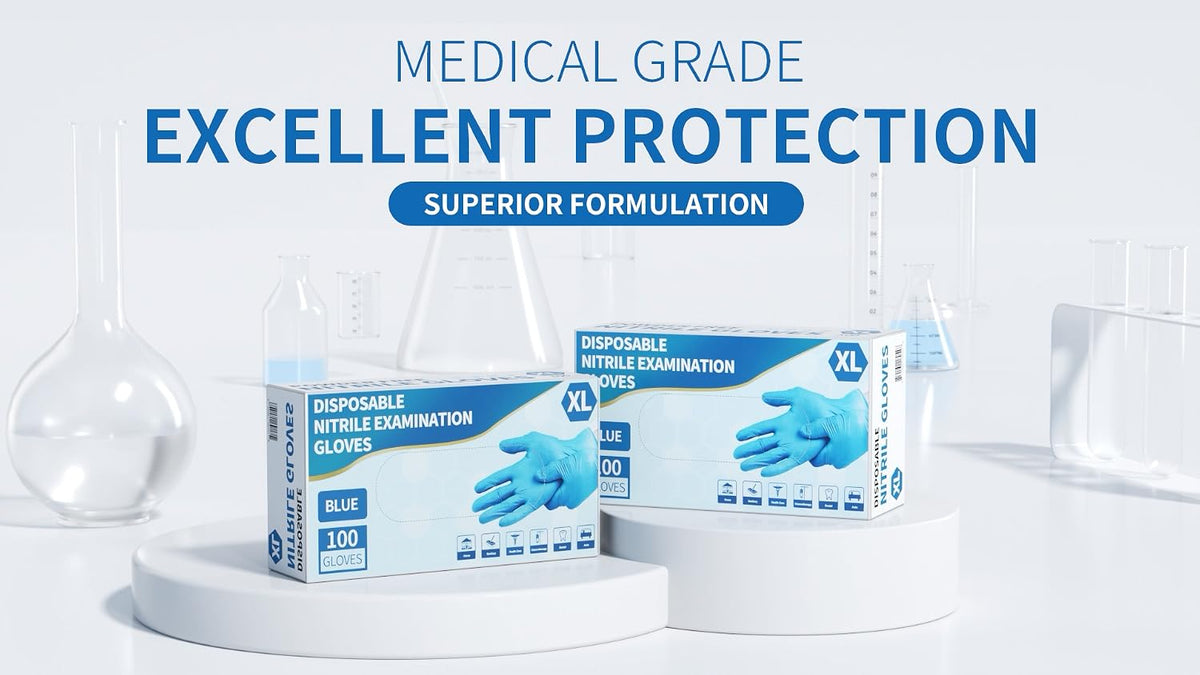 Medguy Medical Blue Nitrile Disposable Exam Gloves 4Mil Latex & Powder-Free