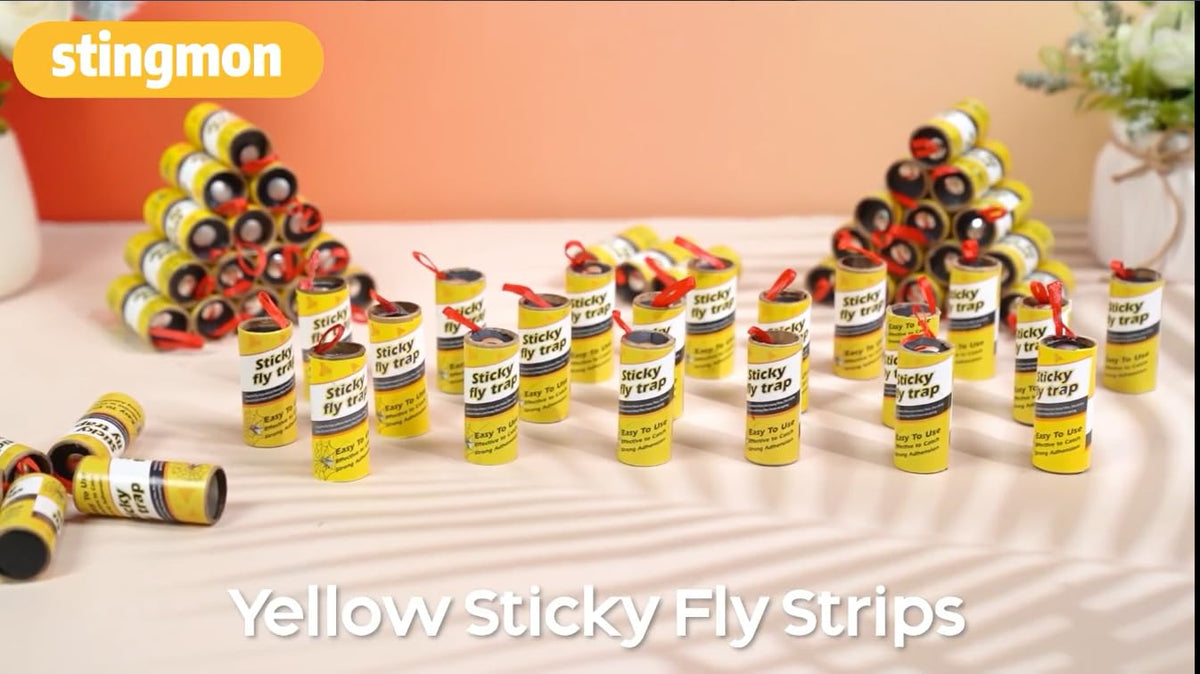 40 Pack Fly Strips Sticky Hanging Fly Trap Outdoor Indoor with Pins