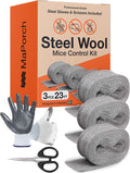 Steel Wool Mice Control 3-pc, Mouse Hole Filler, Scissors & Gloves, MaPorch