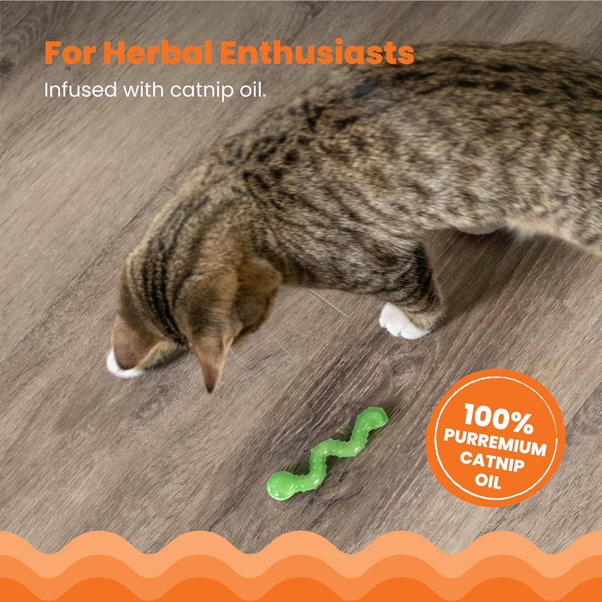 Catstages OrkaKat Wiggle Worm Dental Cat Chew Toy with Catnip, 3.8"