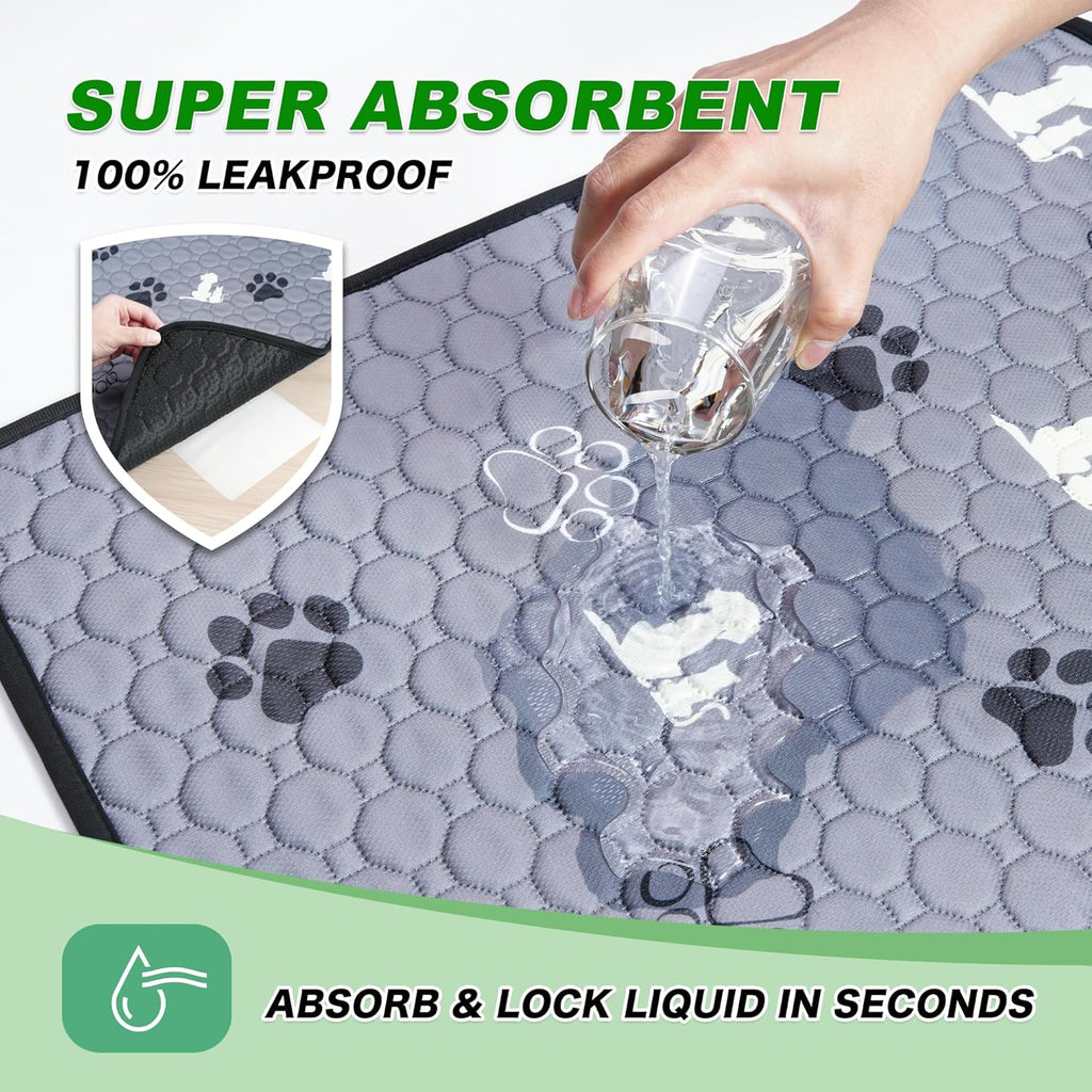 WanpeeGoo Washable Pee Pads for Dogs, Waterproof, 18 x 24 in, 4 Pack, Gray | Super Absorbent, Waterproof and Non-Slip; Washable, Reusable Dog Pads for Crates, Playpens, Floors, Furniture and Travel