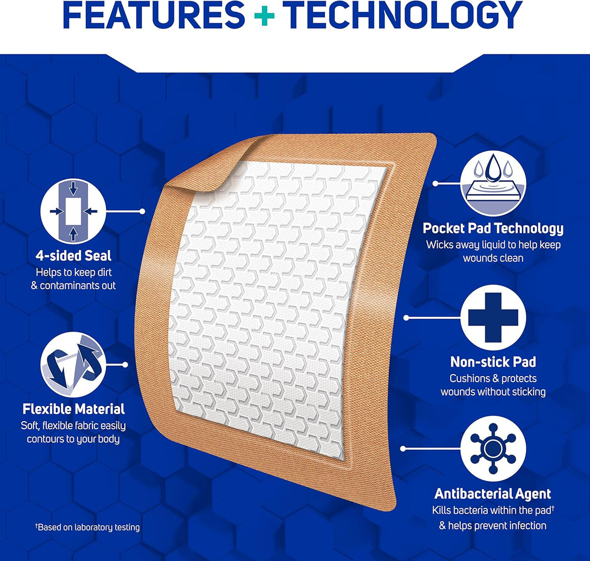 Care Science Fabric Adhesive Pad Bandages, Extra Large, 3in x 4in, 30 Count