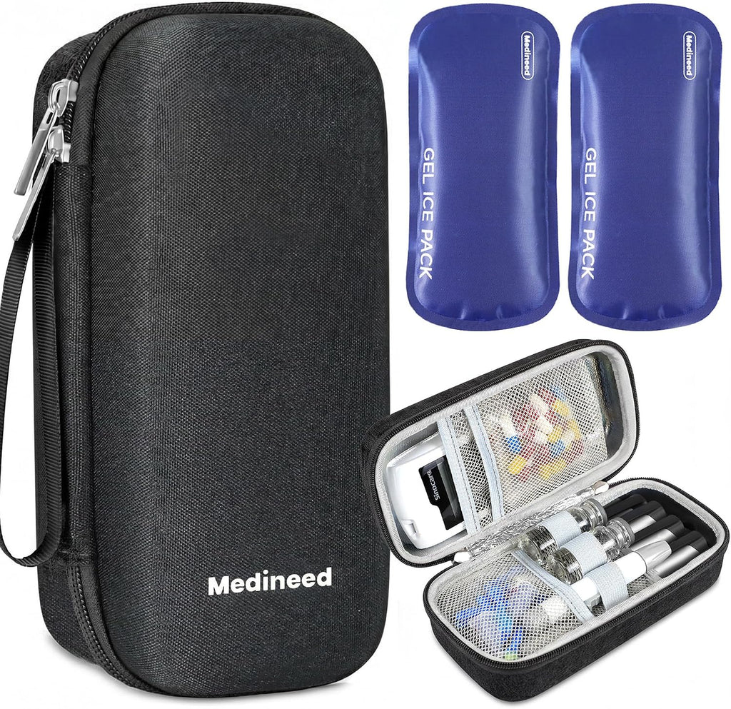 Medineed Temperature Display Insulin Travel Case TSA Approved,Black