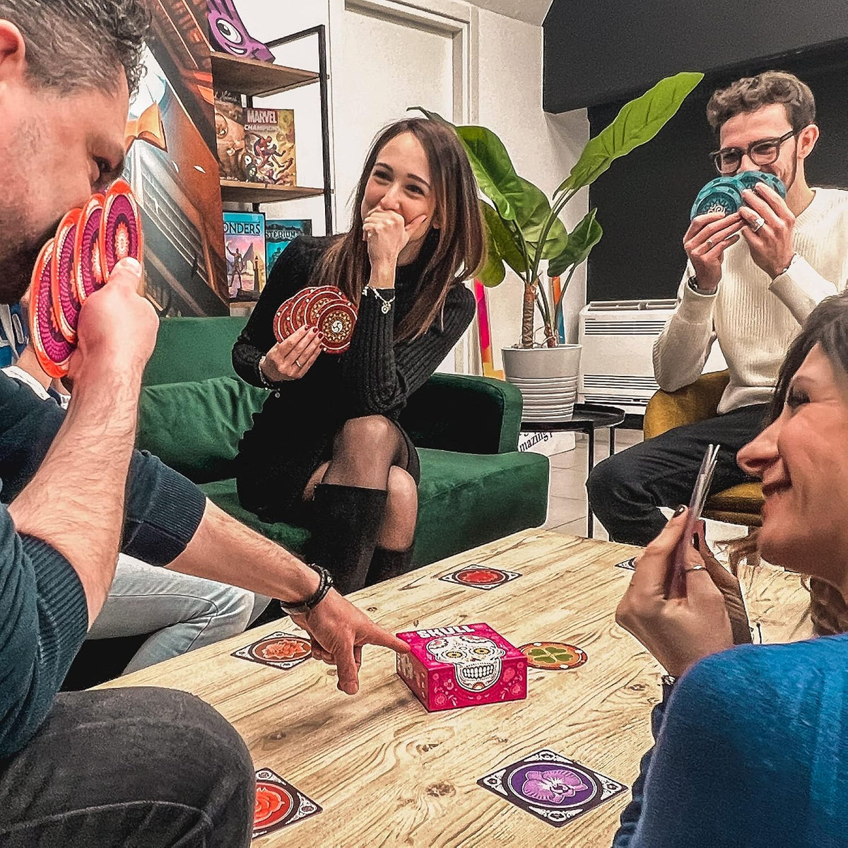 Asmodee Skull Bluffing & Bidding Party Game, 3-6 Players Ages 10+