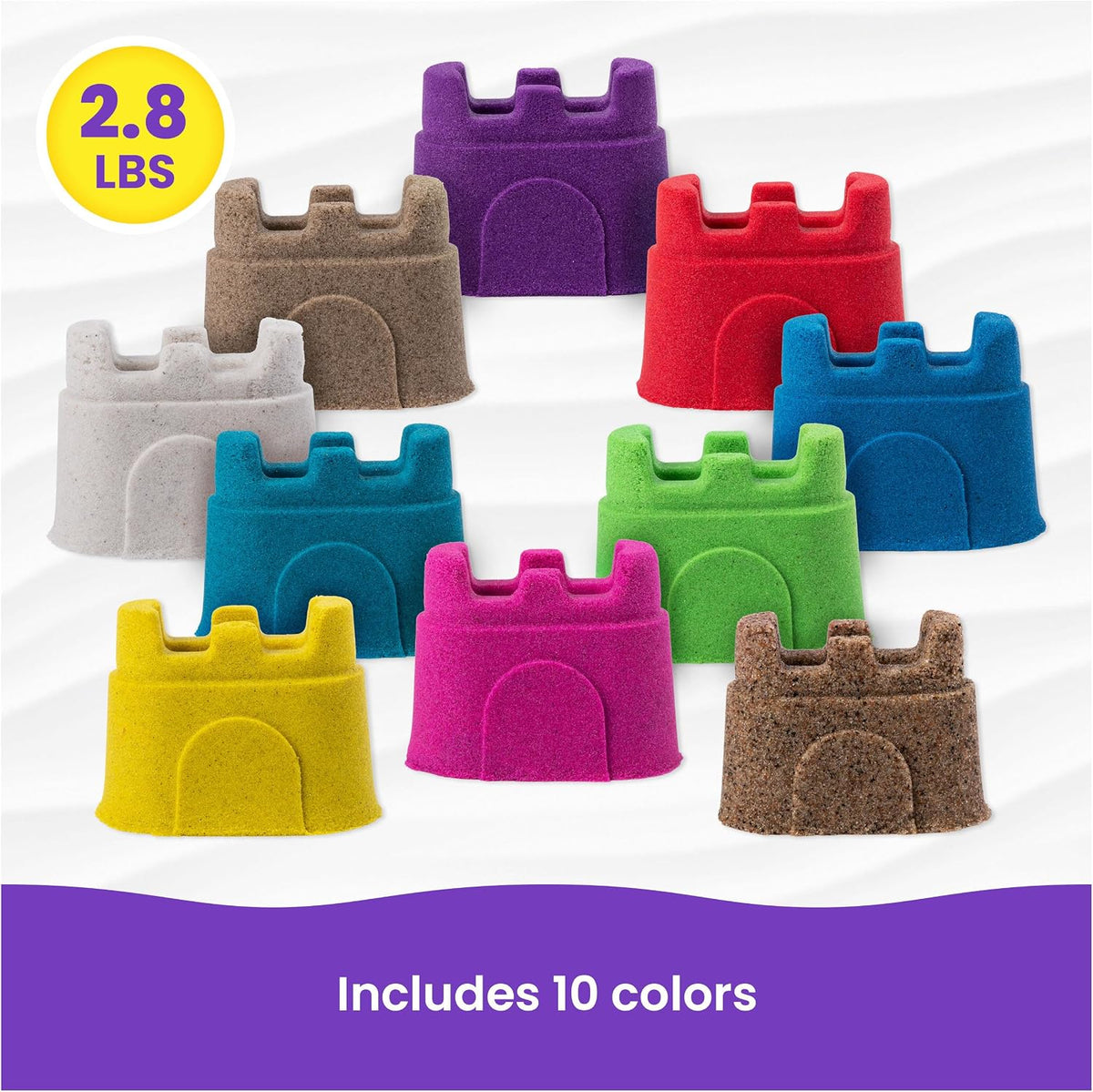Kinetic Sand Castle Containers 10-Pack Moldable Sensory Toys, Ages 3+