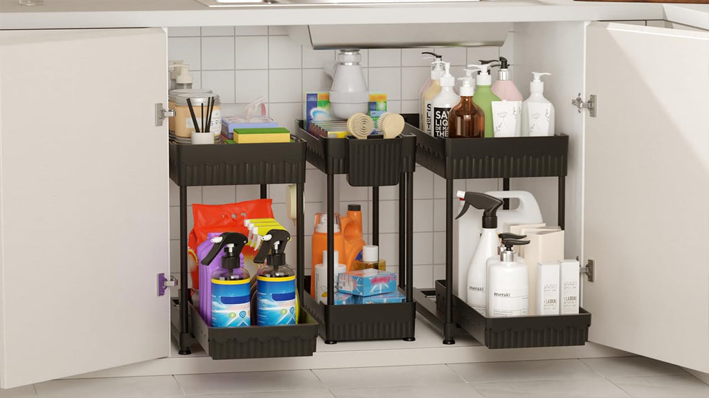 Sevenblue 3-Pack 2-Tier Under Sink Organizers with Sliding Drawers