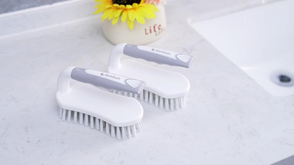 SetSail Scrub Brush, Heavy-Duty Scrub Brushes for Cleaning with Stiff Bristles Cleaning Brush for Shower, Bathroom, Carpet, Kitchen and Bathtub Scrubber - 2 Pack