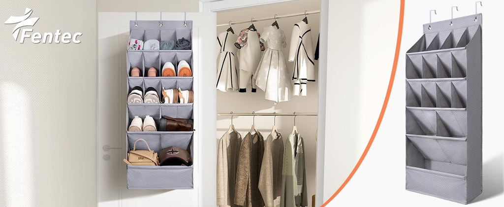 FENTEC 1 Pack Over-the-Door-Shoe-Organizers, Hanging Organizer Large Pocket
