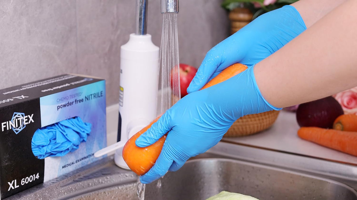 FINITEX Blue Disposable Nitrile Exam Gloves - 200 PCS/BOX 3.5mil Rubber Powder-Free Latex-Free Medical Cleaning Food Gloves