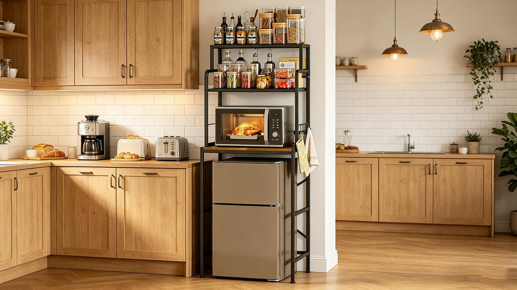 Yuyetuyo 3 Tier Mini Fridge Stand Shelf with Storage for Kitchen and Dorm