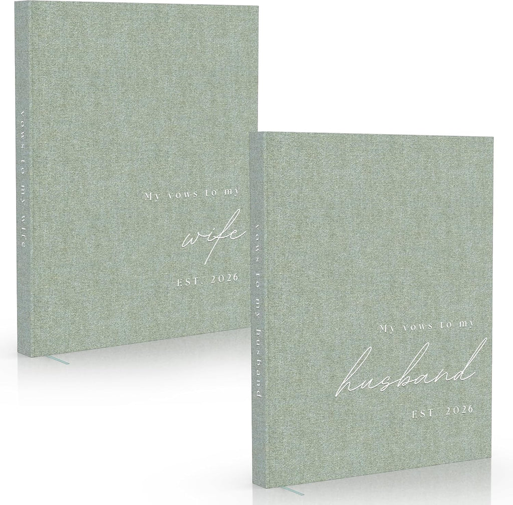 Wedding Vow Books His and Hers 2 Pack Personalized 2026 Year Linen Vow Book
