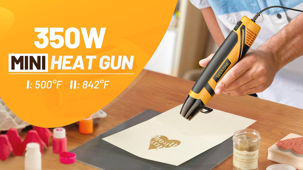 SEEKONE 350W Mini Heat Gun with 2-Temp Settings 842℉ & 500℉