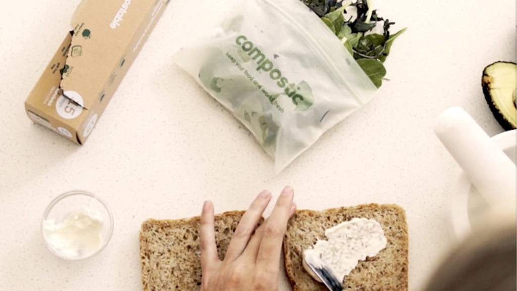 Compostic Compostable XL Sandwich Bags, 60 Ct Starter, Zip-Seal