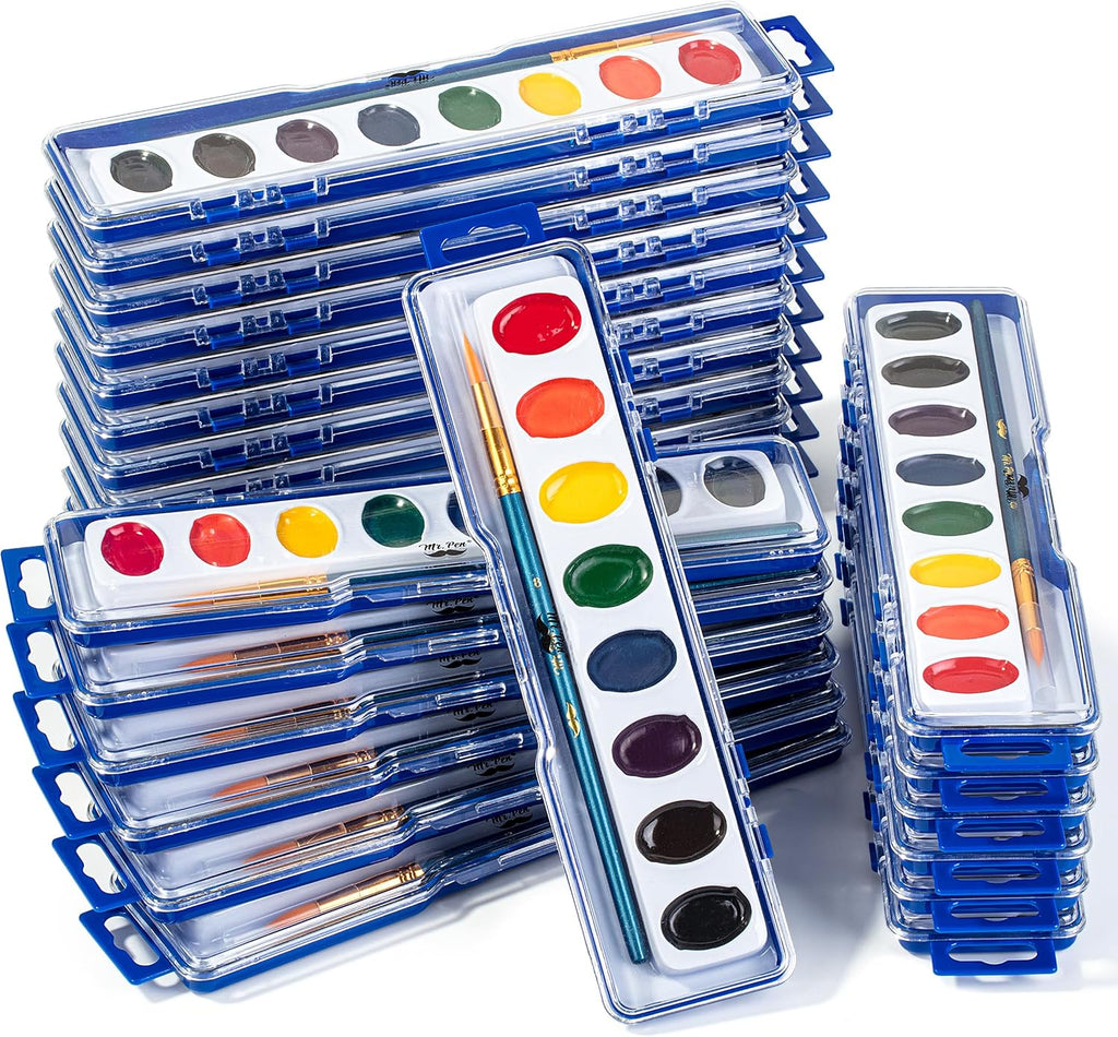 Mr. Pen- Washable Watercolors, 2 Pack, 8 Colors with Paint Brush