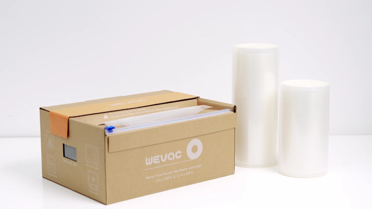 Wevac Vacuum Sealer Bags for Food, 8"x100' & 11"x100' Rolls with Cutter Box