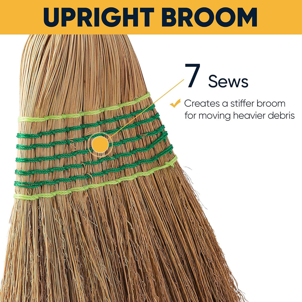 Yocada Heavy-Duty Corn Broom Commercial Indoor Outdoor Broom 59.8 inch Tall