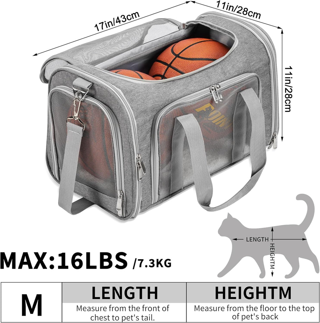 Soft-Sided Cat/Dog/Pet Carrier, Collapsible Pets Travel Carriers