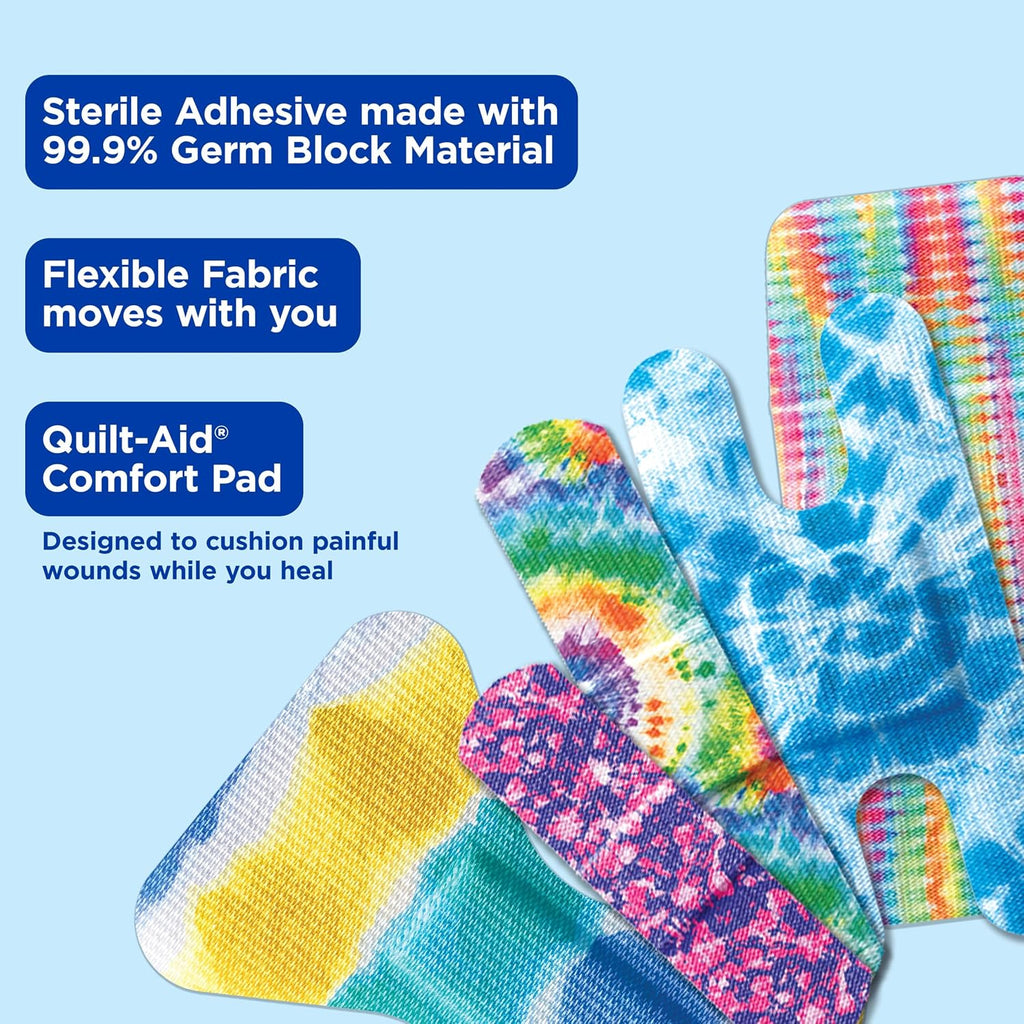 BAND-AID Brand Flexible Fabric Adhesive Bandages, Tie-Dye Designs, 100 Ct