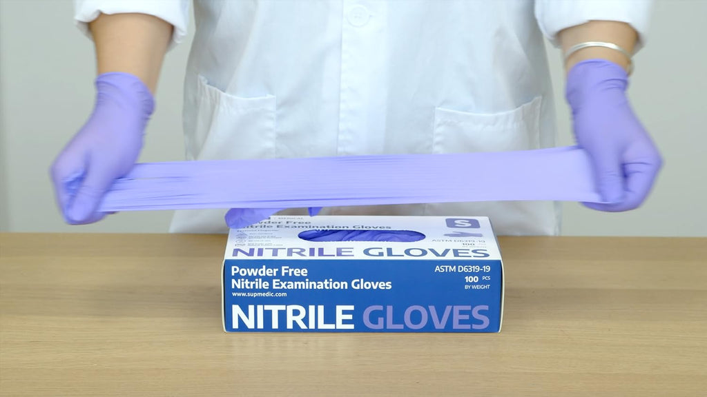 Supmedic Medical Soft Max Nitrile Disposable Gloves Powder-Free, Violet 100