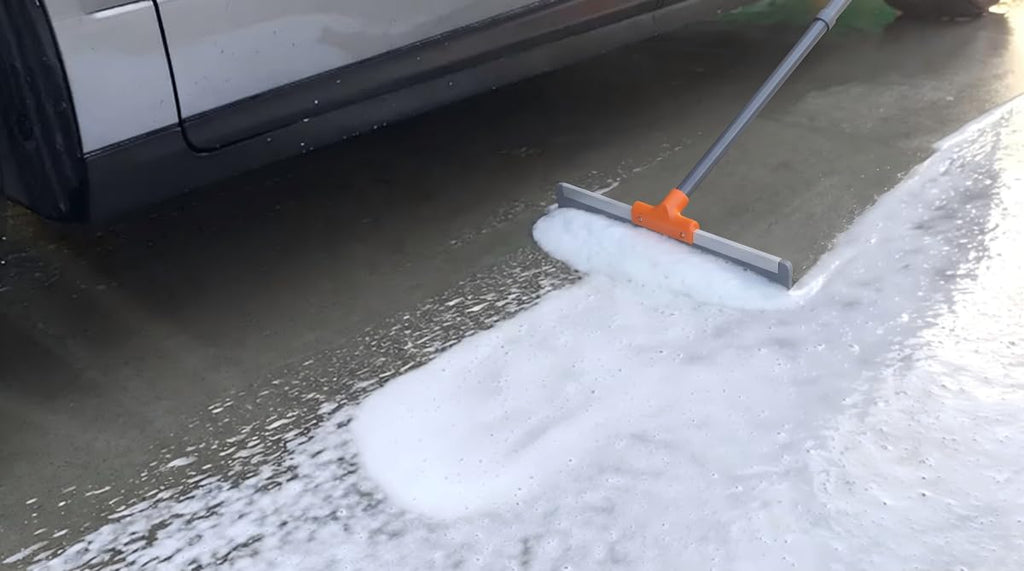 CLEANHOME Rubber Floor Squeegee with Extendable Long Handle