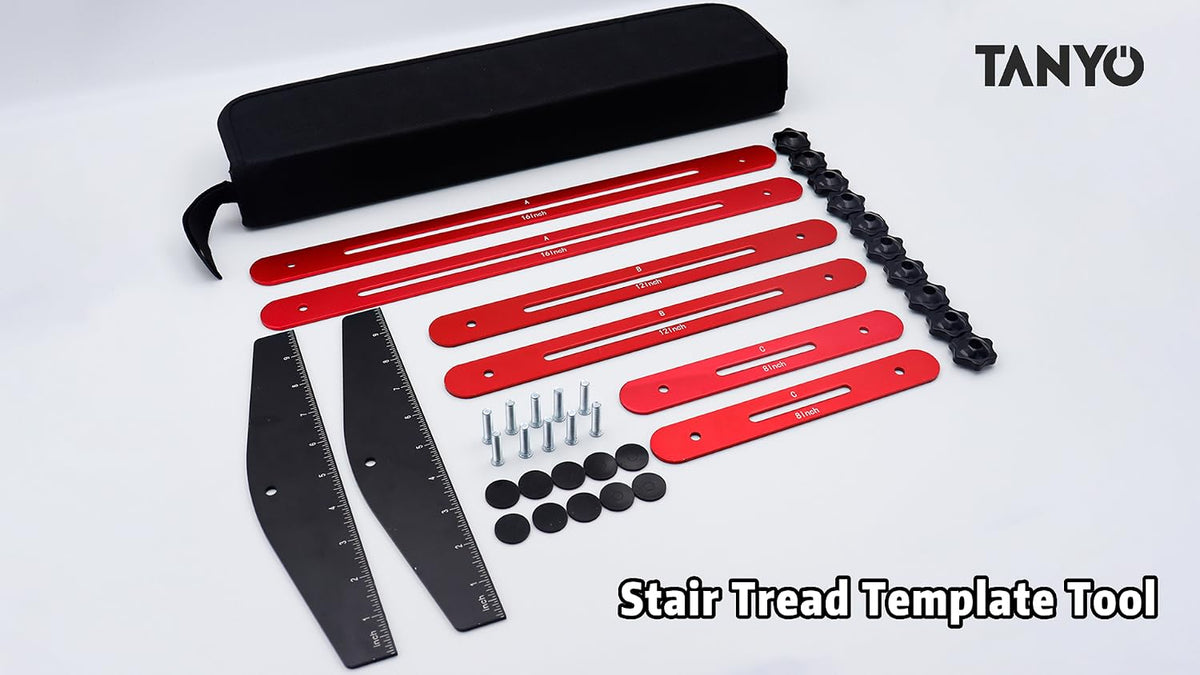 TANYO Stair Tread Template Tool, 8" to 60"Jig, Adjustable for Measuring