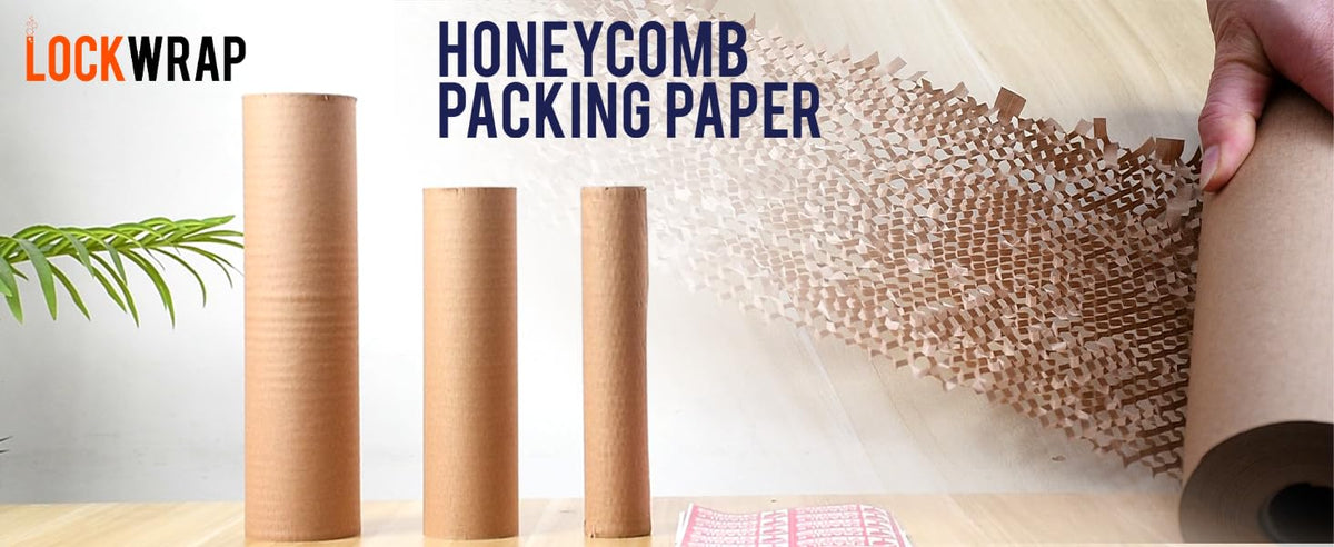 Honeycomb Packing Paper For Moving 12" x 150ft With Rope & Fragile Stickers