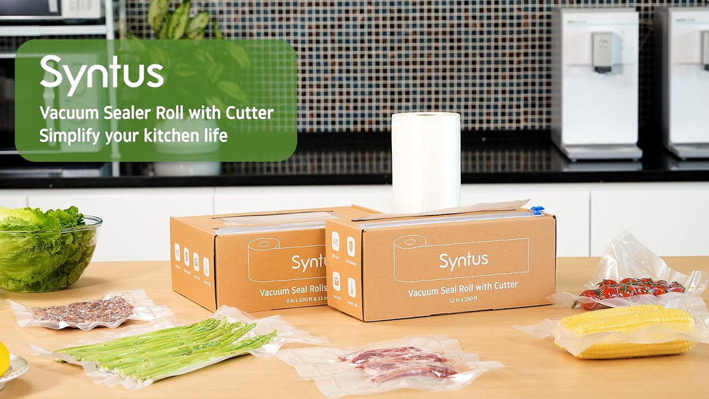Syntus 11" x 150' Vacuum Sealer Bags for Food Seal Rolls with Cutter
