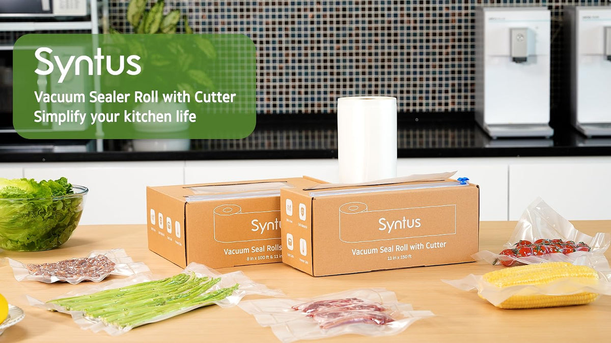 Syntus 11" x 150' Vacuum Sealer Bags for Food Seal Rolls with Cutter