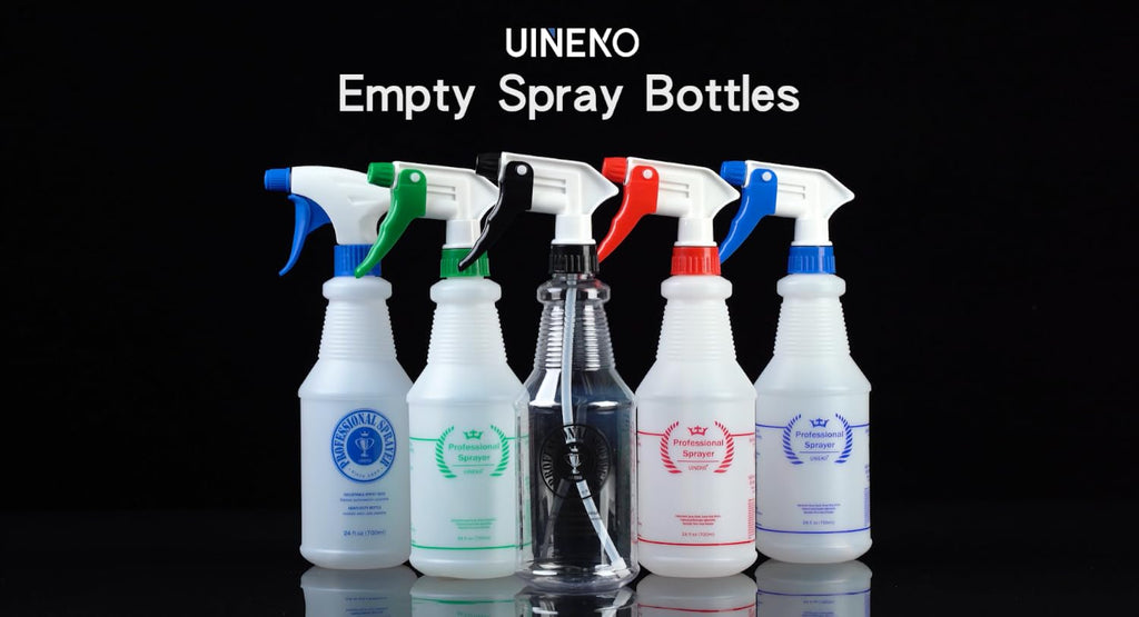 Uineko Plastic Spray Bottles 3 Pack, 24 Oz, Heavy Duty Sprayer, All-Purpose