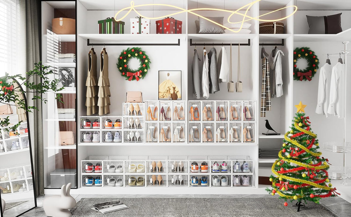 SIMPDIY Clear Shoe Storage Boxes, Stackable Shoe Organizer for Closet