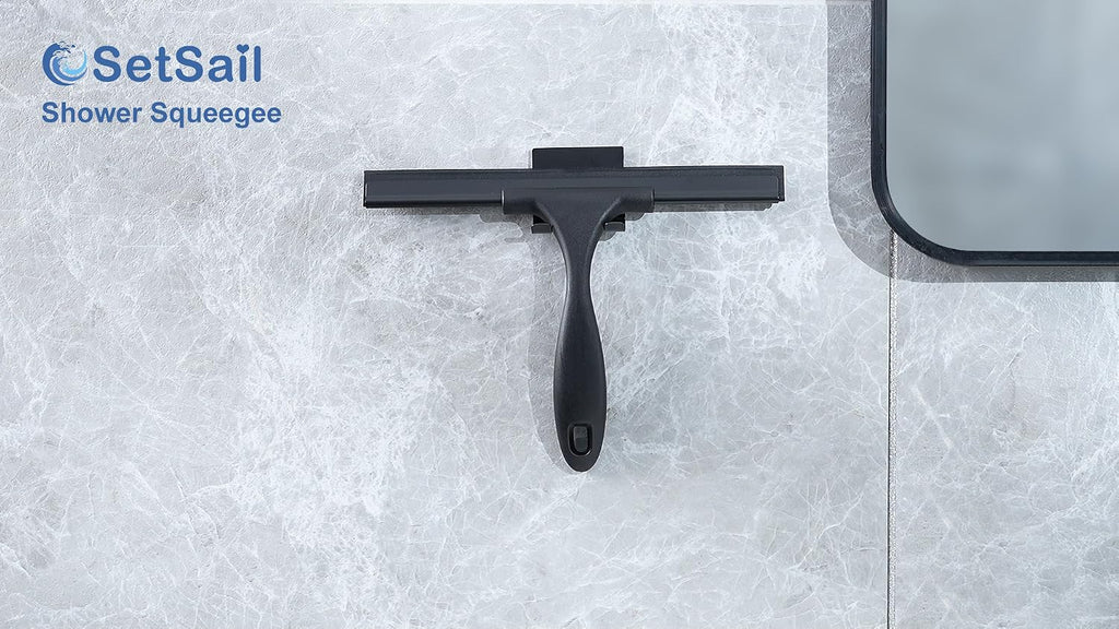 SetSail Squeegee for Shower Glass Door, 10 Inches, Black