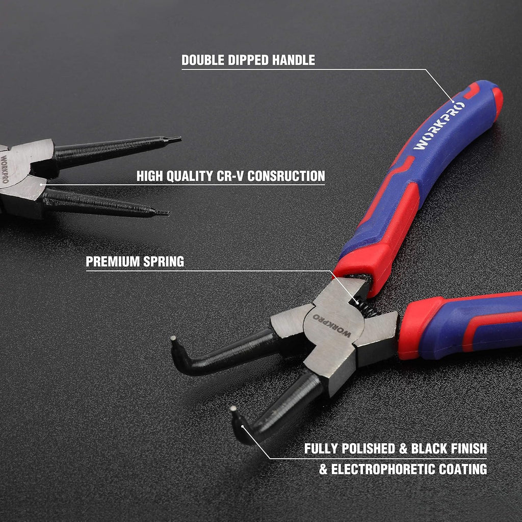 WORKPRO 4-Piece Snap Ring Pliers Set with Storage Pouch